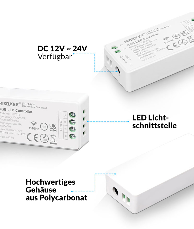 2,4 GHz 3 Kanal LED-Controller für RGB Leuchtmittel - Miboxer / Mi-Light  FUT037S