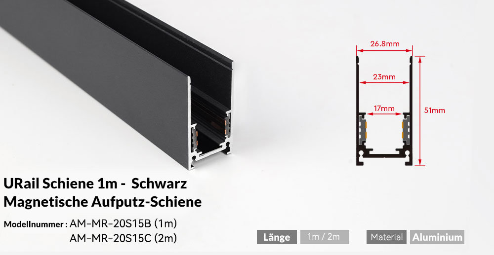 MiBoxer AMMR20S15B URail Schiene 1m Schwarz