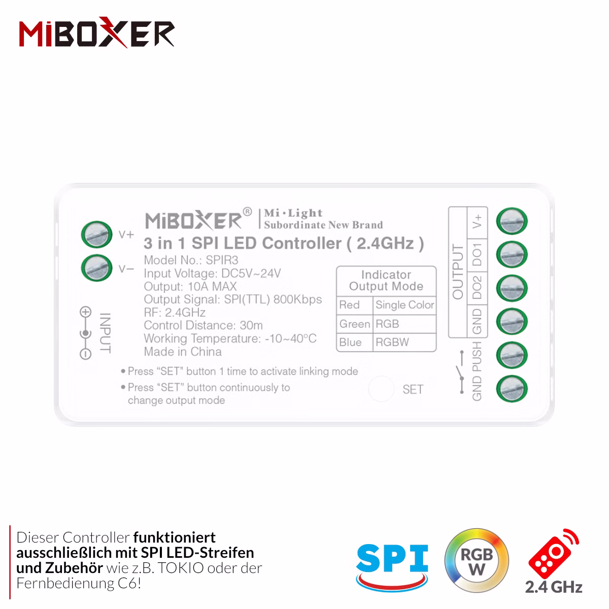 SPI-LED-Controller SPIR3 für adressierbare LED-Streifen