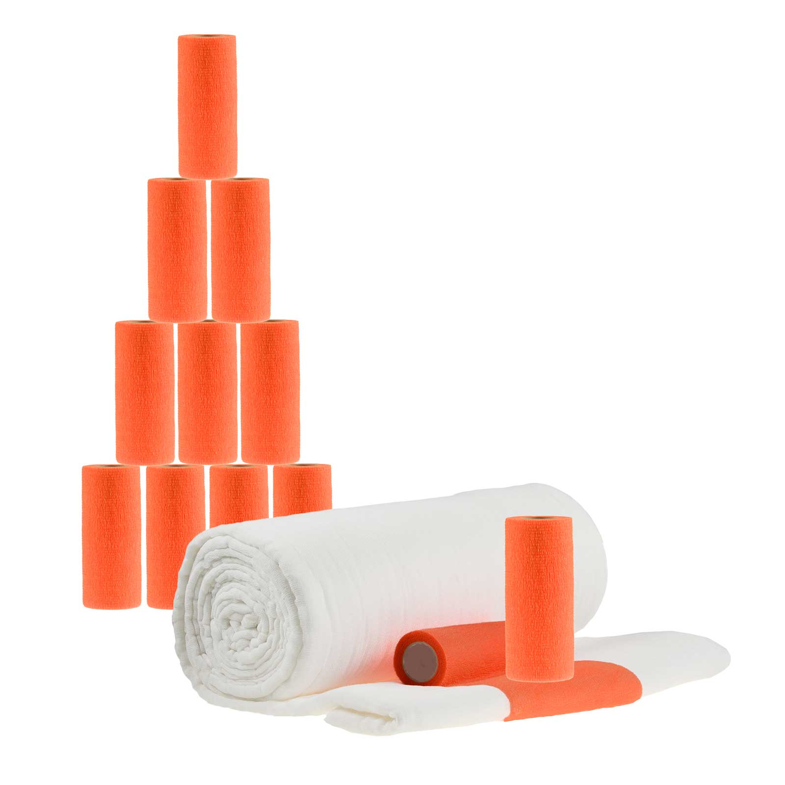 Mullwatterolle 40x500cm + 12 Haftbandagen - Verbandsset Für Pferde & Tiere