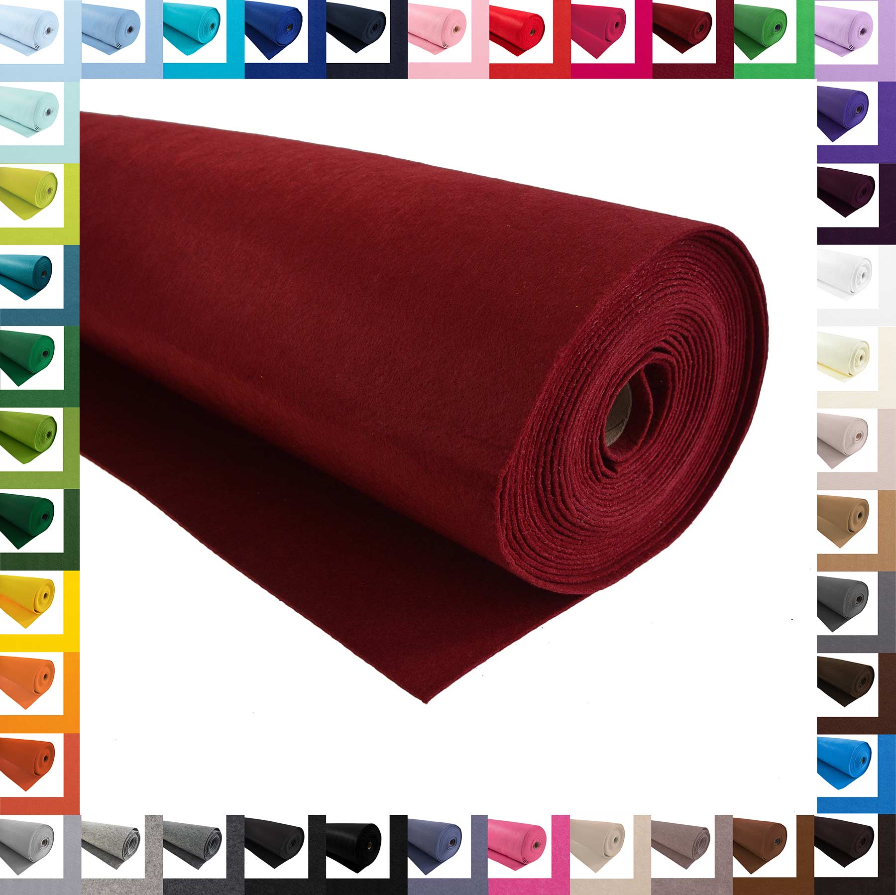 StoffBook Bastelfilz Bordeaux 5mm - Taschenfilz Meterware 45cm Breit