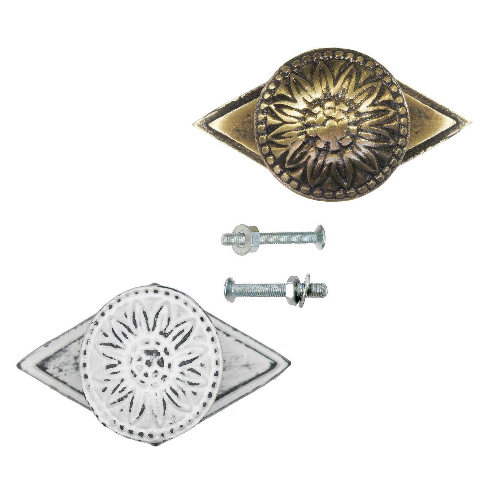 5 Möbel-Knöpfe Vintage aus Eisen Griff Knauf Antik Retro Türknauf