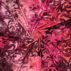 Batikstoff Sienna Ornamente – ab 50x160 cm – Oeko-Tex – Ausbrenner Stoff Elastische Pink Violett Rot – Ideal für Sommerkleidung