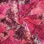 Batikstoff elastisch Ausbrenner mit floralem Muster – Meterware ab 50 x 160 cm – Oeko-Tex – Stoff Pink Violett Rot – für Sommerkleidung