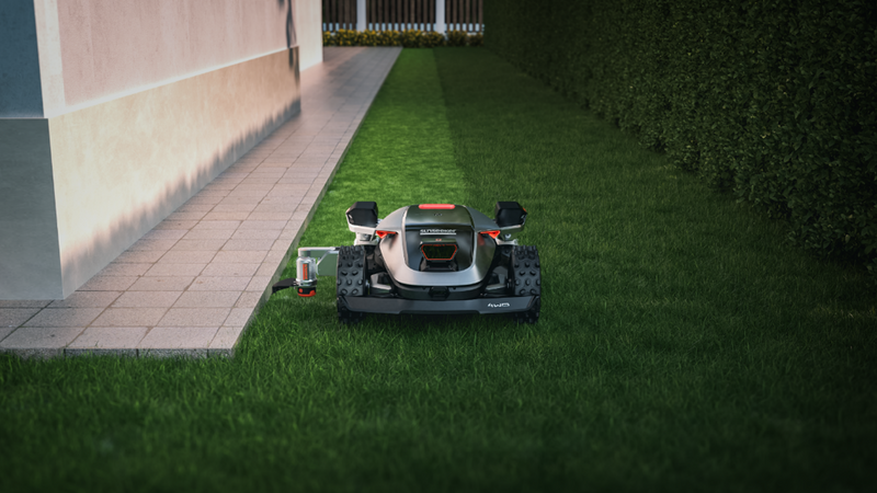 Sunseeker X9 Mähroboter Sunseeker X9, Ansicht von vorne, optionaler Kantentrimmer EdgeZero