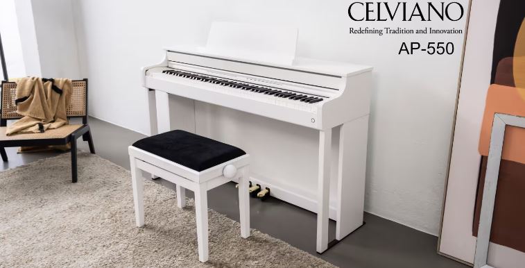     Casio AP-550 Digitalpiano  Celviano weiss Komplettset mit Bank und Kopfhörer 5Jahre Gewährsleistung