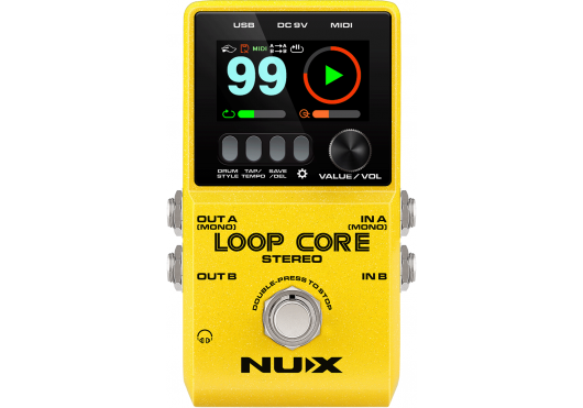 NUX - Stereo Looper Loop Core bis 6 Stunden 99 Speicherplätze mit 50 Drum-Pattern incl Netzteil