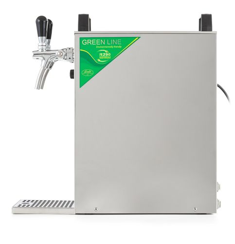 Kontakt 40/K PROFI Bierzapfanlage 2-leitig, 50 Liter/h, Trockenkühlgerät  mit Membranpumpe u. integriertem Druckregler, Edelstahlgehäuse, Green Line