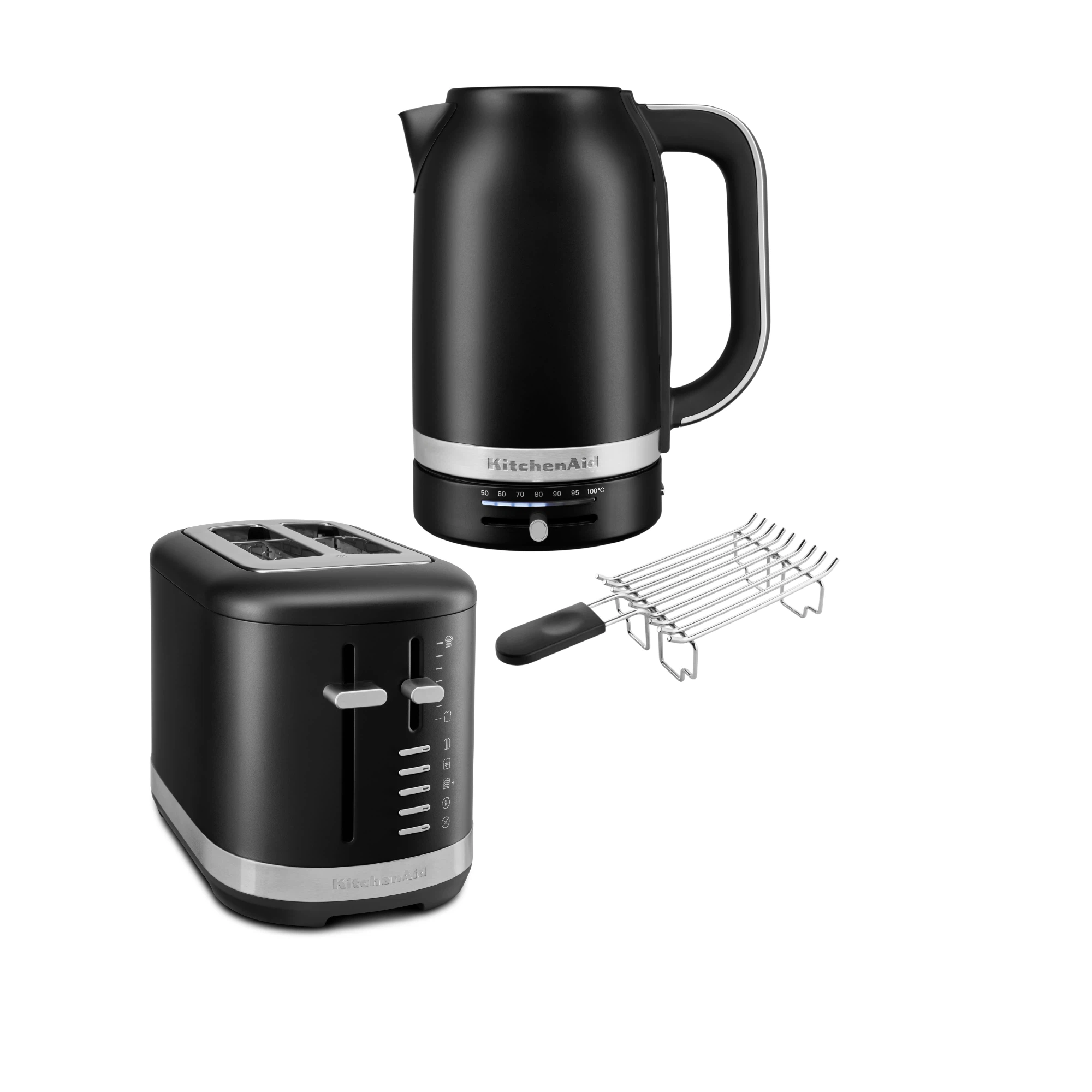KitchenAid Frühstückspaket inkl. Wasserkocher 5KEK1701, Toaster 5KMT2109 + Brötchenaufsatz-Matt Schwarz