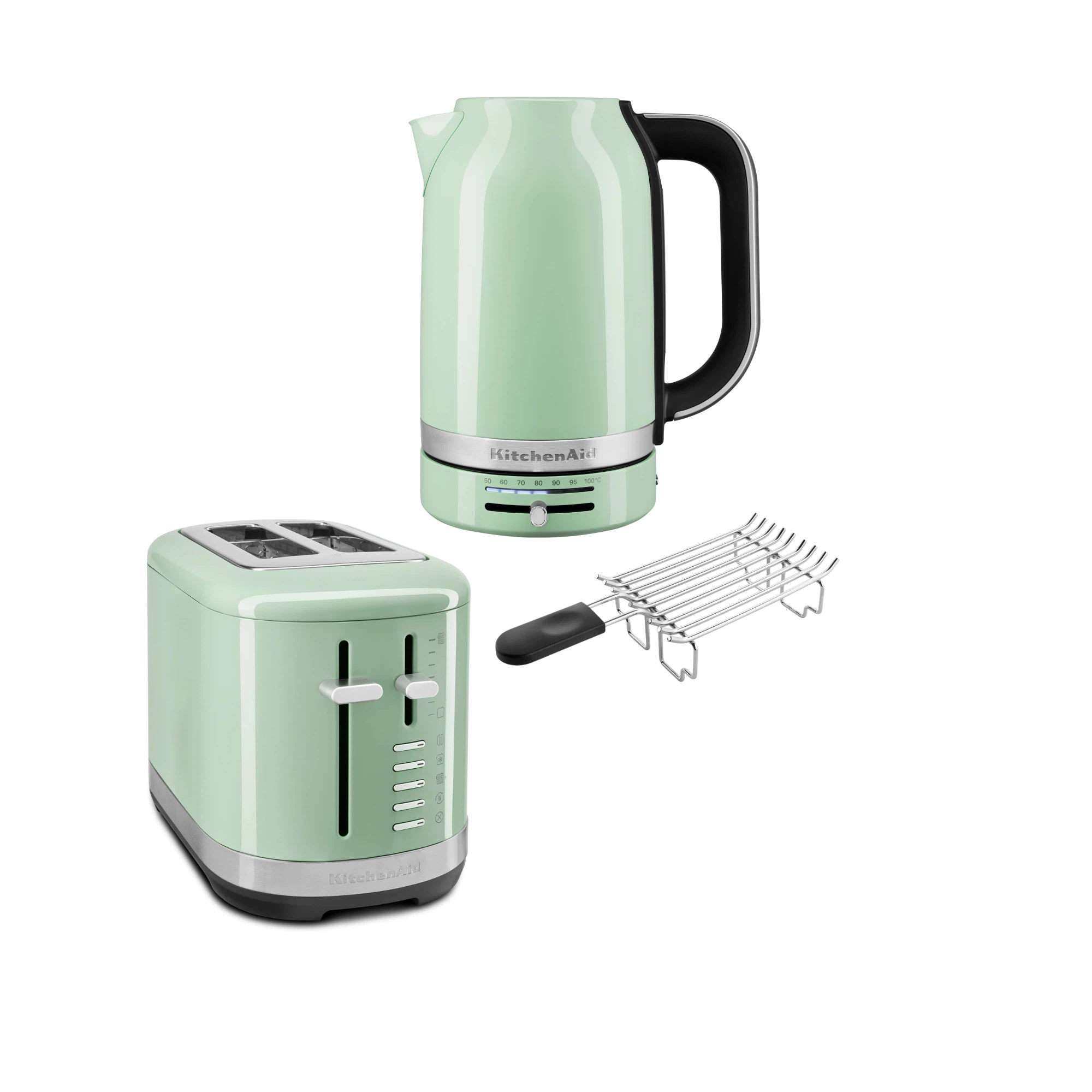 KitchenAid Frühstückspaket inkl. Wasserkocher 5KEK1701, Toaster 5KMT2109 + Brötchenaufsatz-Pistazie