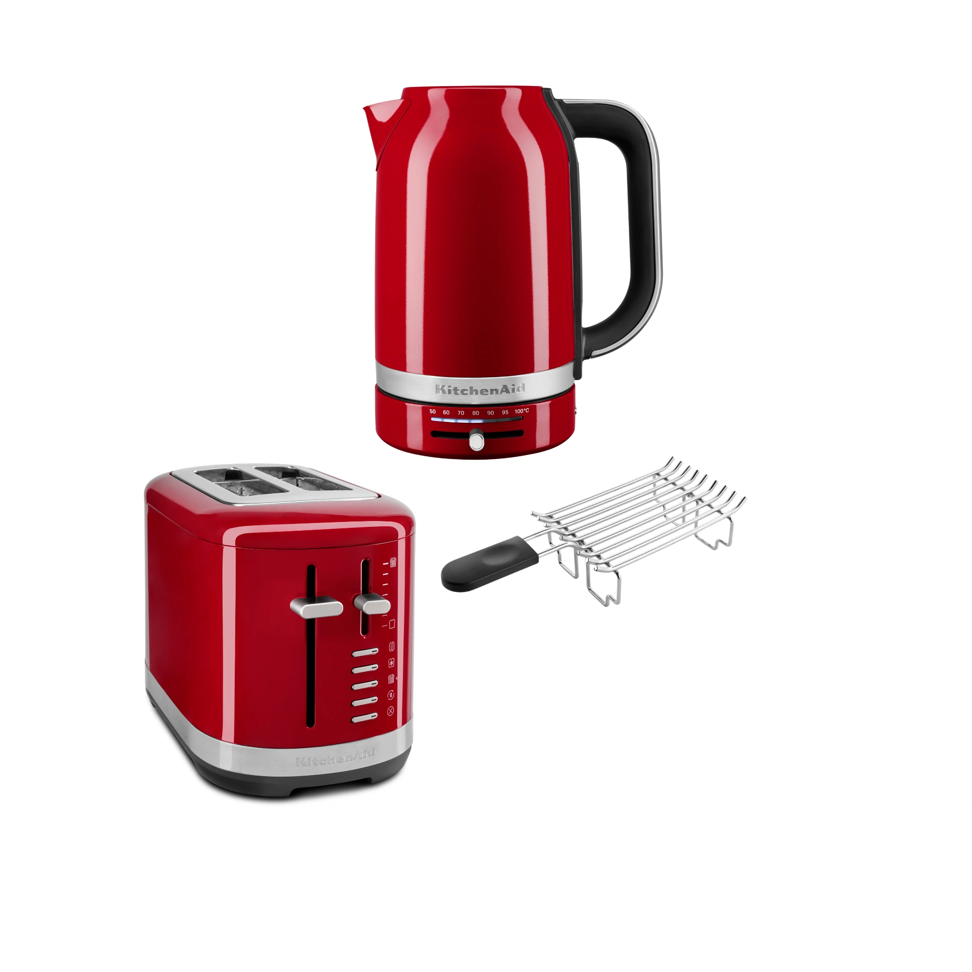 KitchenAid Frühstückspaket inkl. Wasserkocher 5KEK1701, Toaster 5KMT2109 + Brötchenaufsatz-Empire Rot