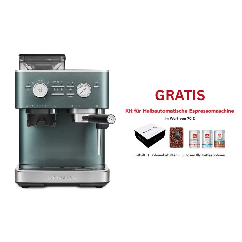 KitchenAid halbautomatische Espressomaschine mit Gratmahlwerk 5KES6551 inkl. GRATIS Illy Exploration Kit-Juniper (Wacholder)