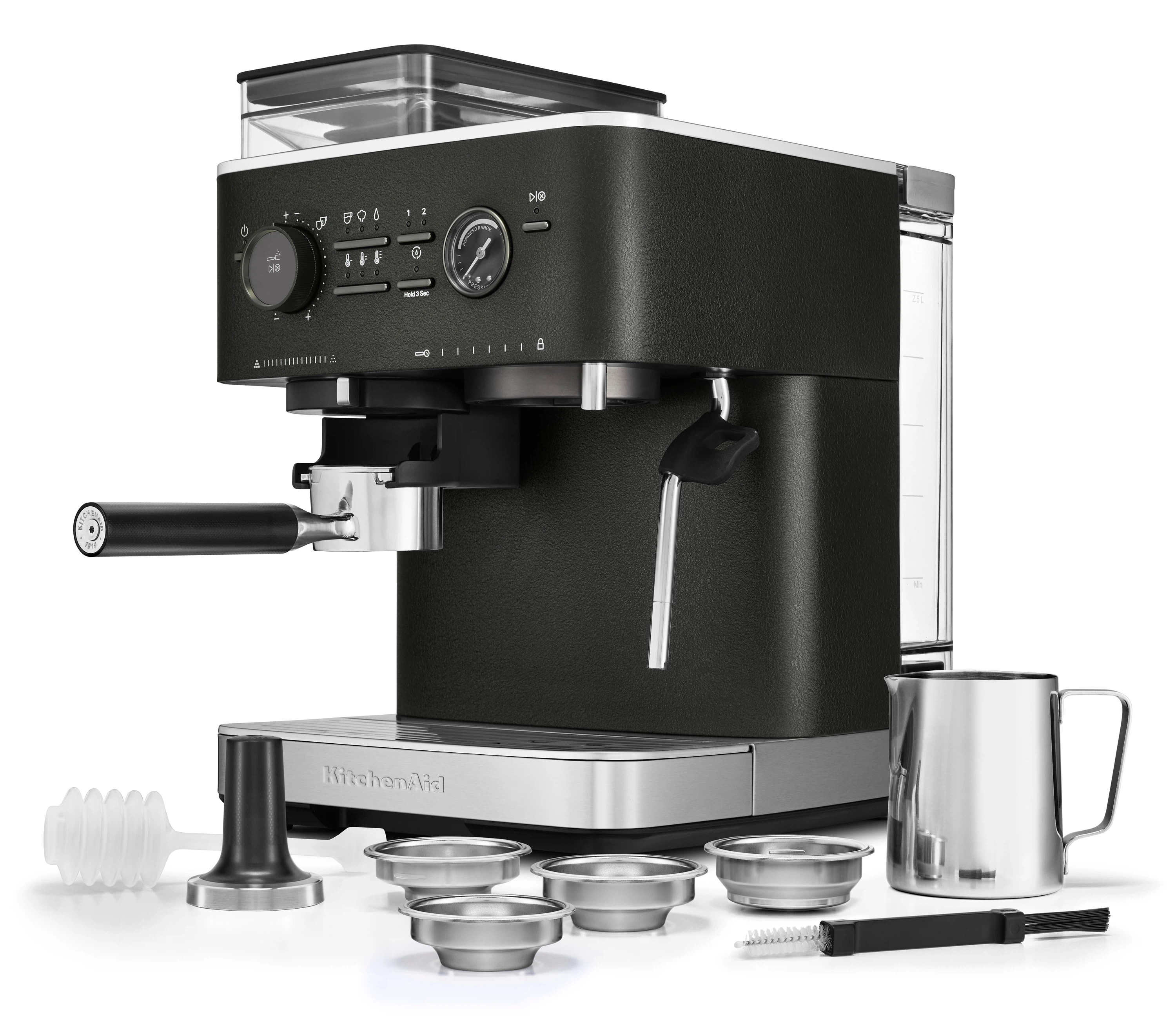 KitchenAid halbautomatische Espressomaschine mit Gratmahlwerk 5KES6551 inkl. GRATIS Illy Exploration Kit-Gusseisen Schwarz