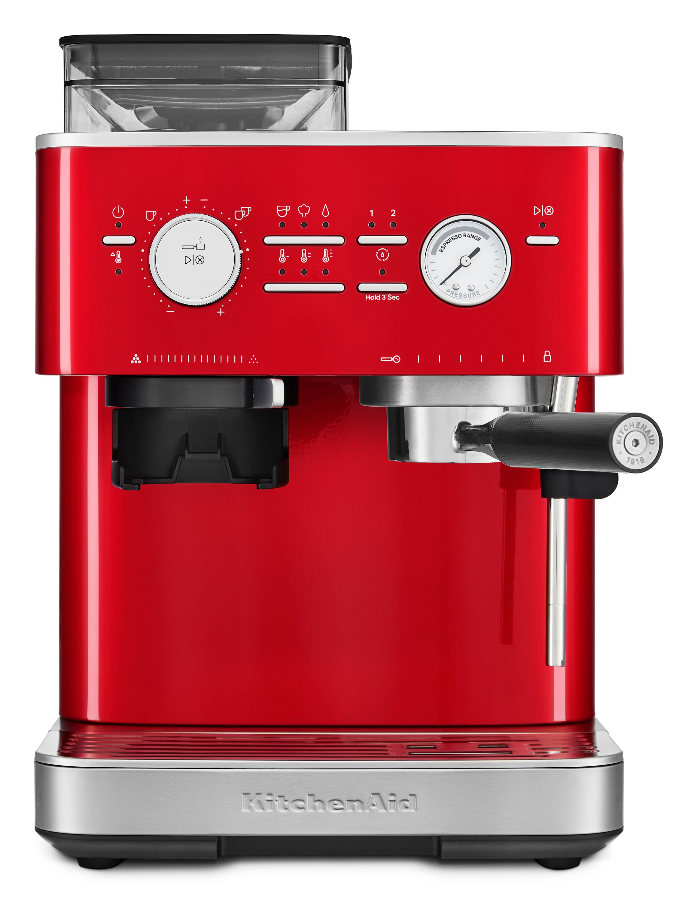 KitchenAid halbautomatische Espressomaschine mit Gratmahlwerk 5KES6551 inkl. GRATIS Kaffee und Espressotasse-Liebesapfel Rot