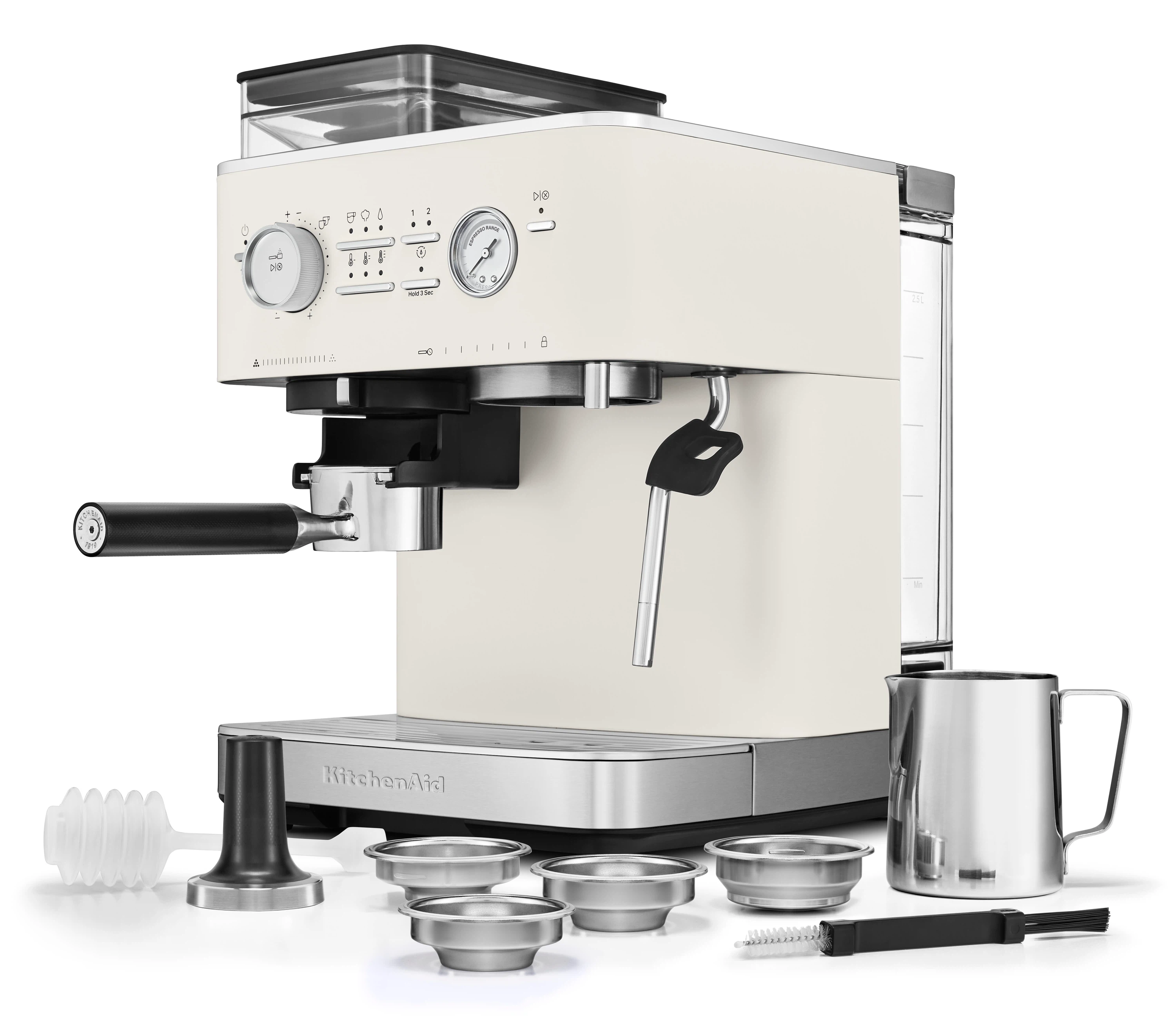 KitchenAid halbautomatische Espressomaschine mit Gratmahlwerk 5KES6551 inkl. GRATIS Illy Exploration Kit-Porcelain White