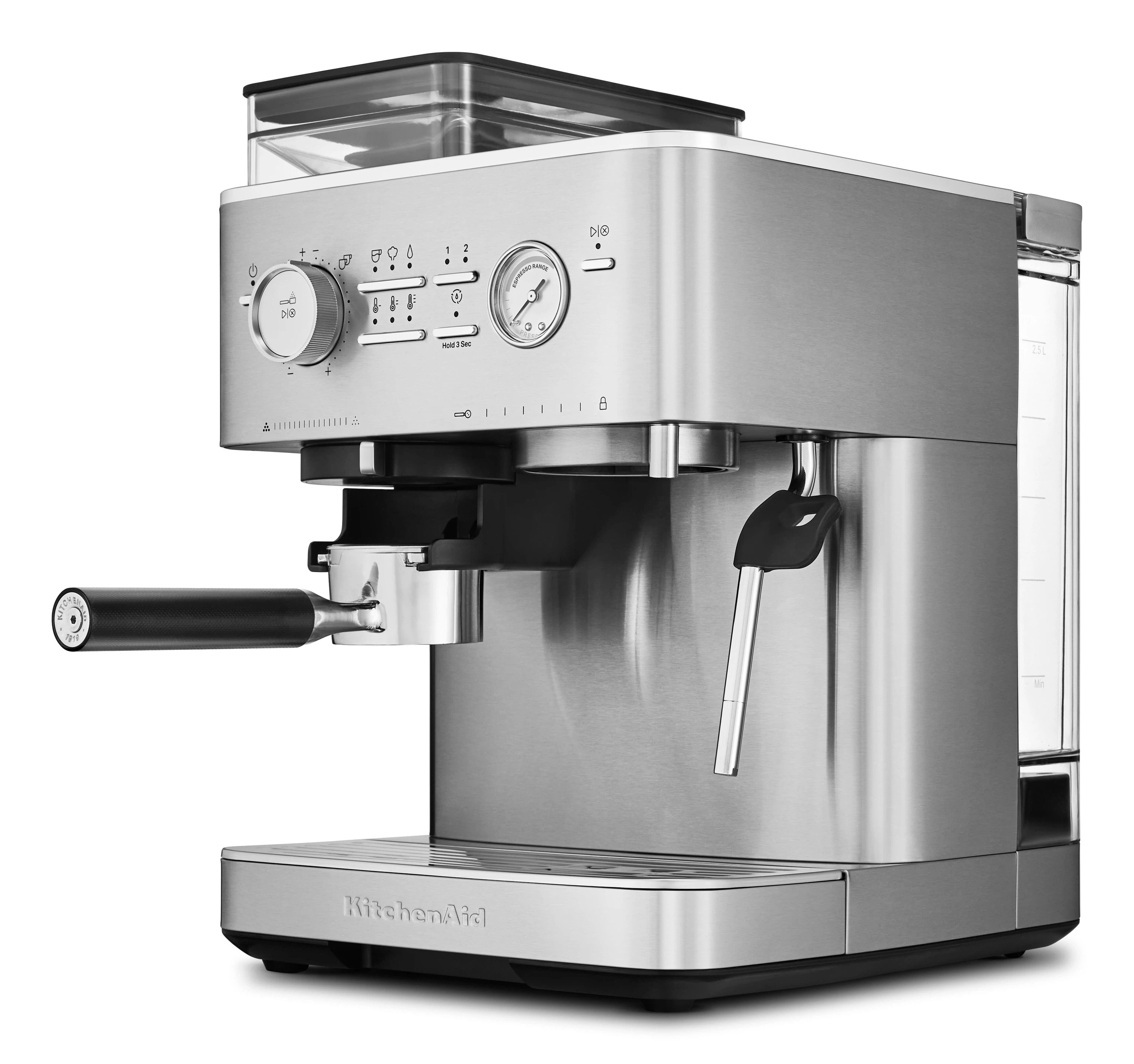 KitchenAid halbautomatische Espressomaschine mit Gratmahlwerk 5KES6551 inkl. GRATIS Illy Exploration Kit-Edelstahl / Gebürstetes Metall