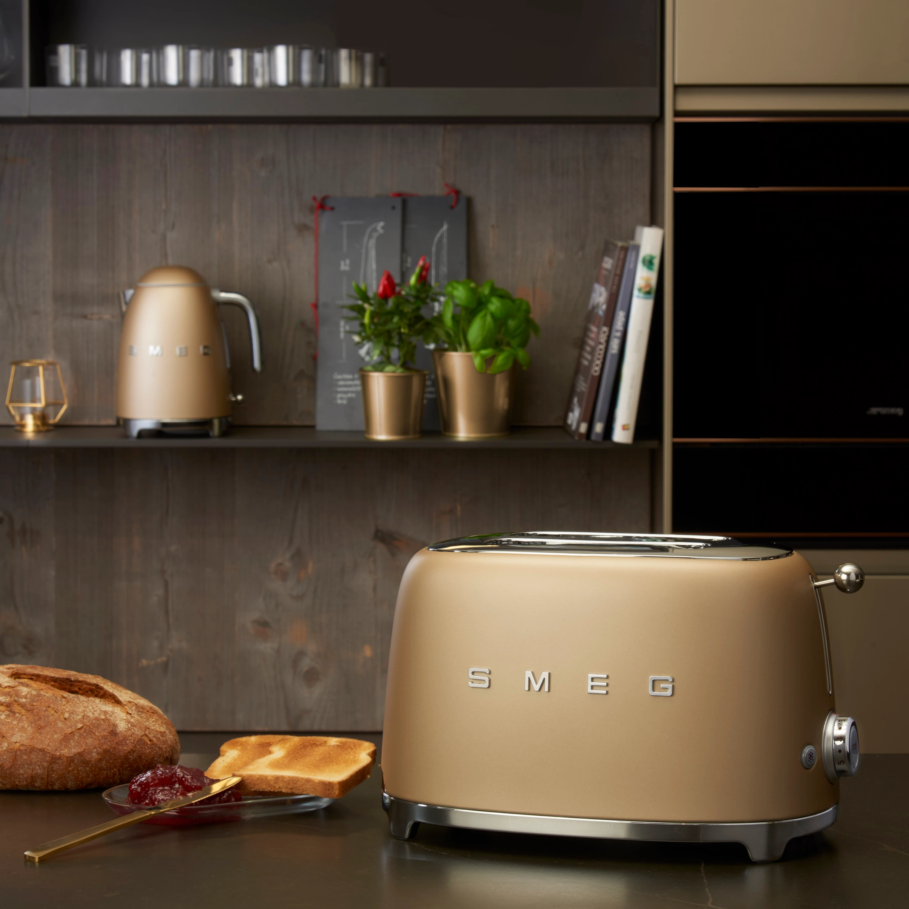 Smeg 50's 2-Schlitz Toaster-Champagnergold