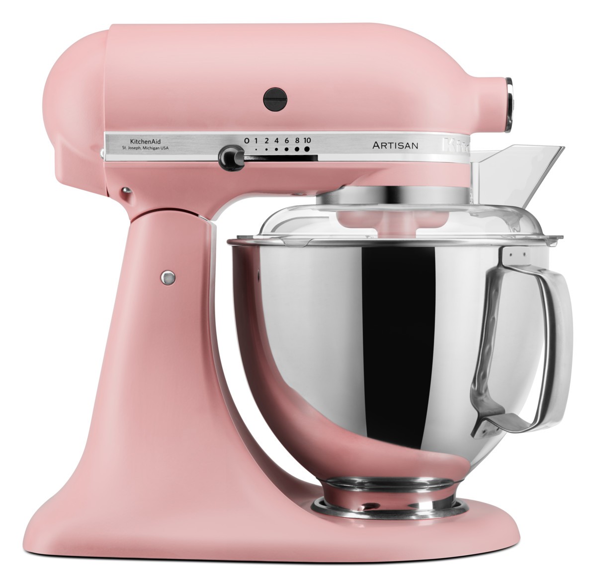 KitchenAid 4,8 L 5KSM175 Artisan Küchenmaschine Pastrylover mit Kunststofffleischwolf+Spritzgebäckvorsatz und Patisserie Buch-Altrosa