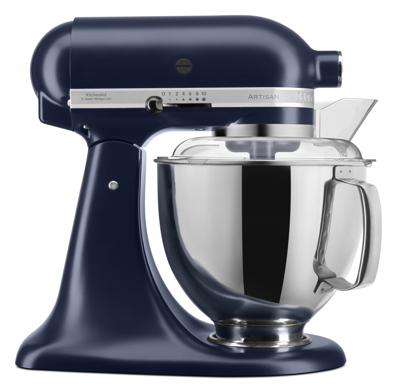 KitchenAid 4,8 L 5KSM175 Artisan Küchenmaschine Pastrylover mit Kunststofffleischwolf+Spritzgebäckvorsatz und Patisserie Buch-Tintenblau