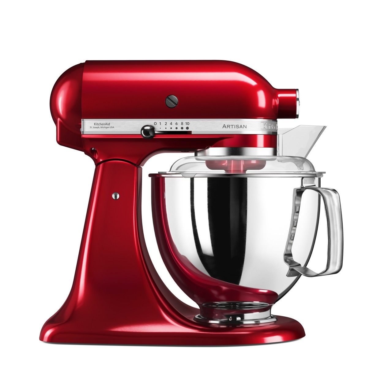 KitchenAid 4,8 L 5KSM175 Artisan Küchenmaschine Pastrylover mit Kunststofffleischwolf+Spritzgebäckvorsatz und Patisserie Buch-Liebesapfelrot