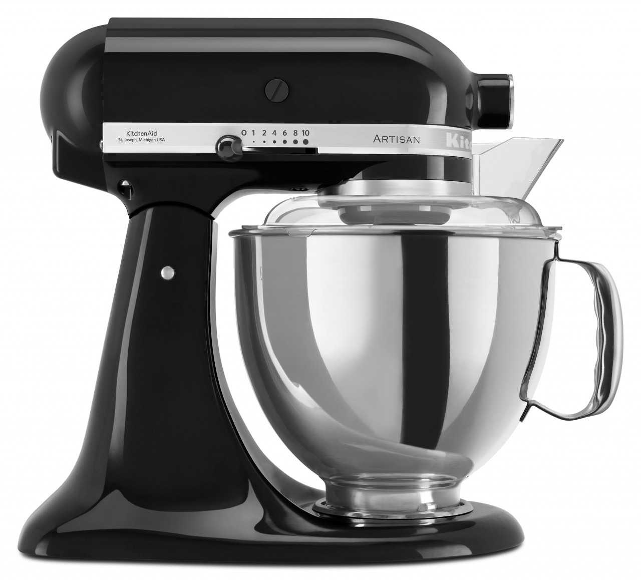 KitchenAid 4,8 L 5KSM175 Artisan Küchenmaschine Pastrylover mit Kunststofffleischwolf+Spritzgebäckvorsatz und Patisserie Buch-Onyx Schwarz