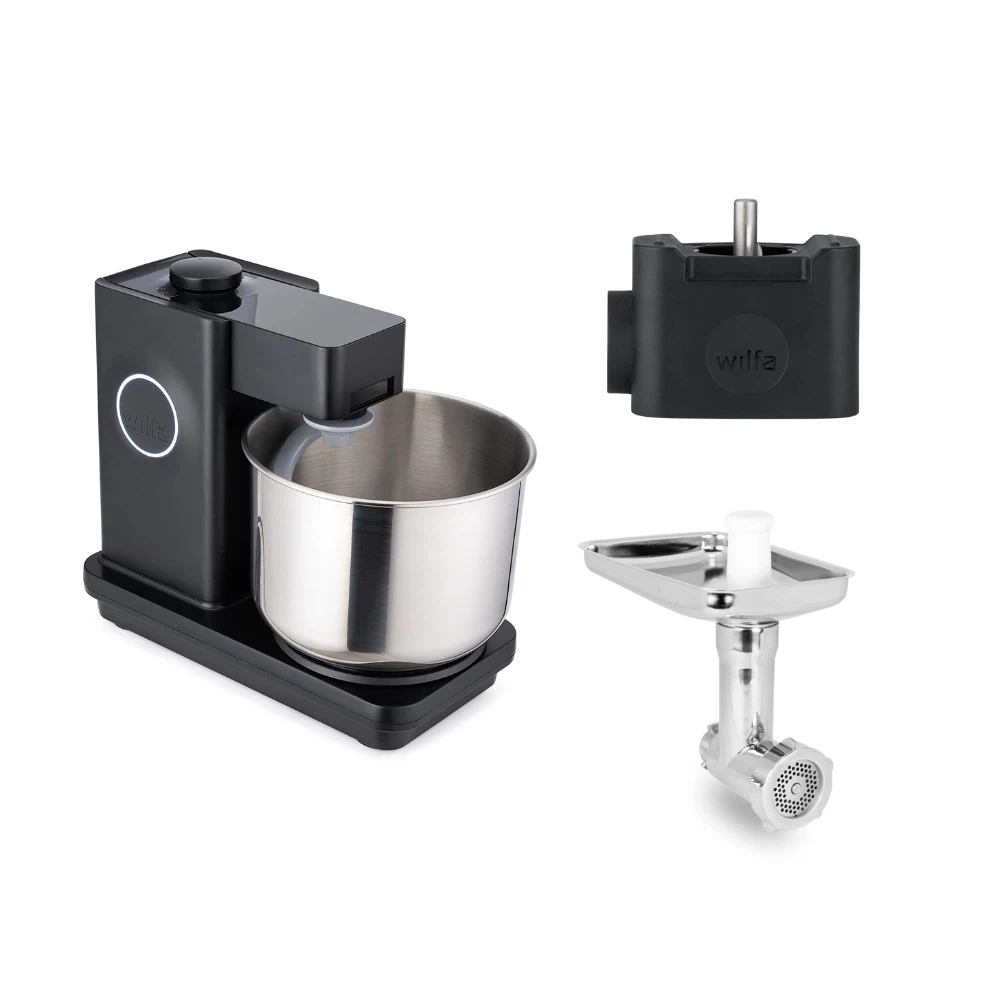 Wilfa Küchenmaschine Probaker KM1B-70 schwarz + Tool Adapter + Messerschmidt Edelstahlfleischwolf-Default Title