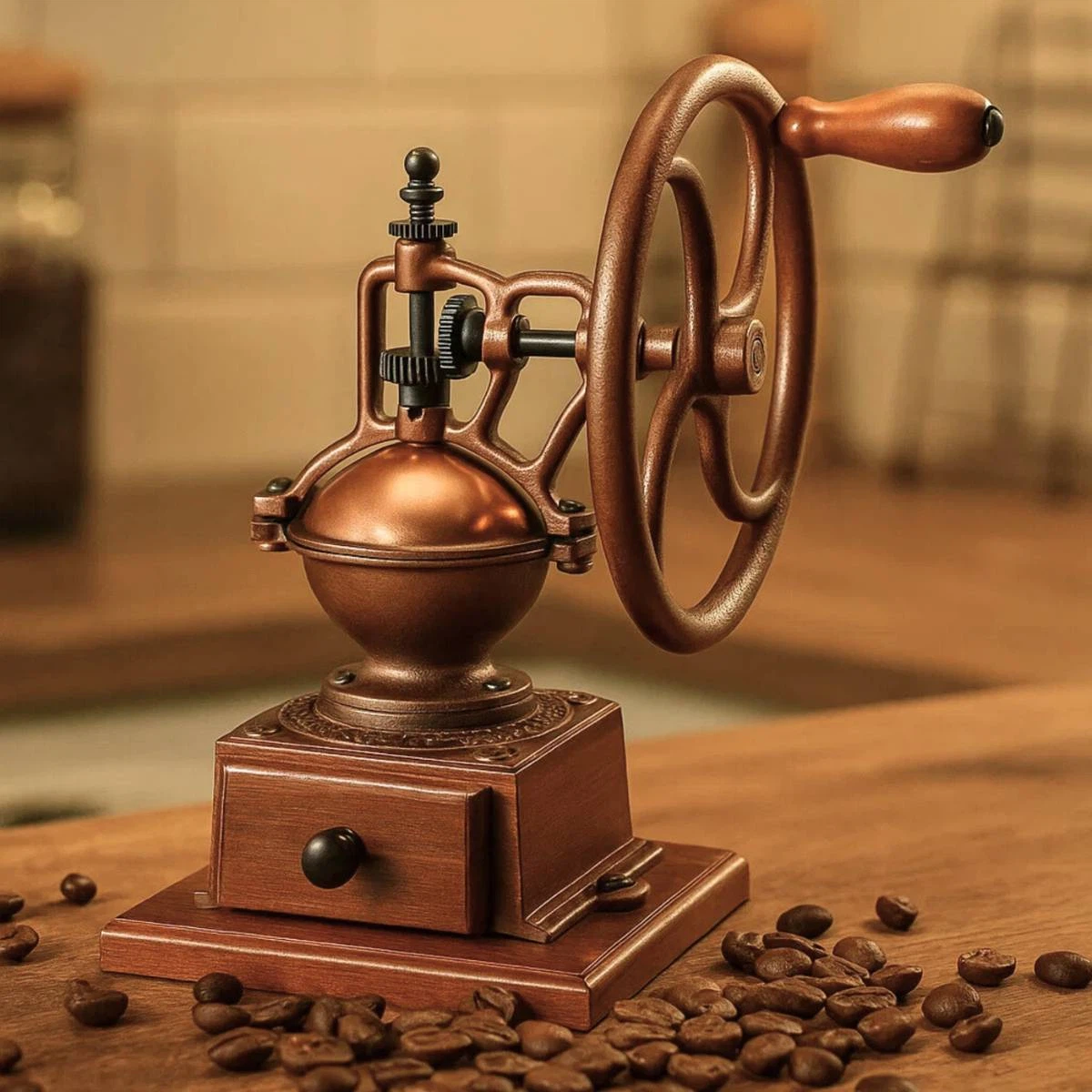 Tre Spade Kaffeemühle MC 140 mit Schwungrad-Kupfer