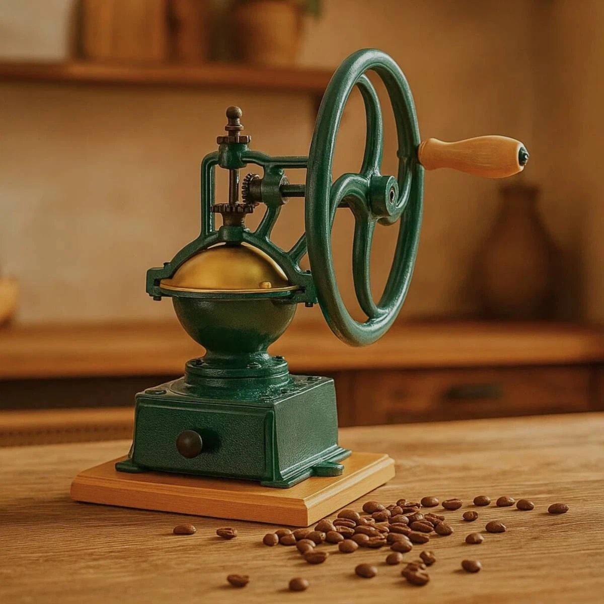 Tre Spade Kaffeemühle MC 140 mit Schwungrad-Grün