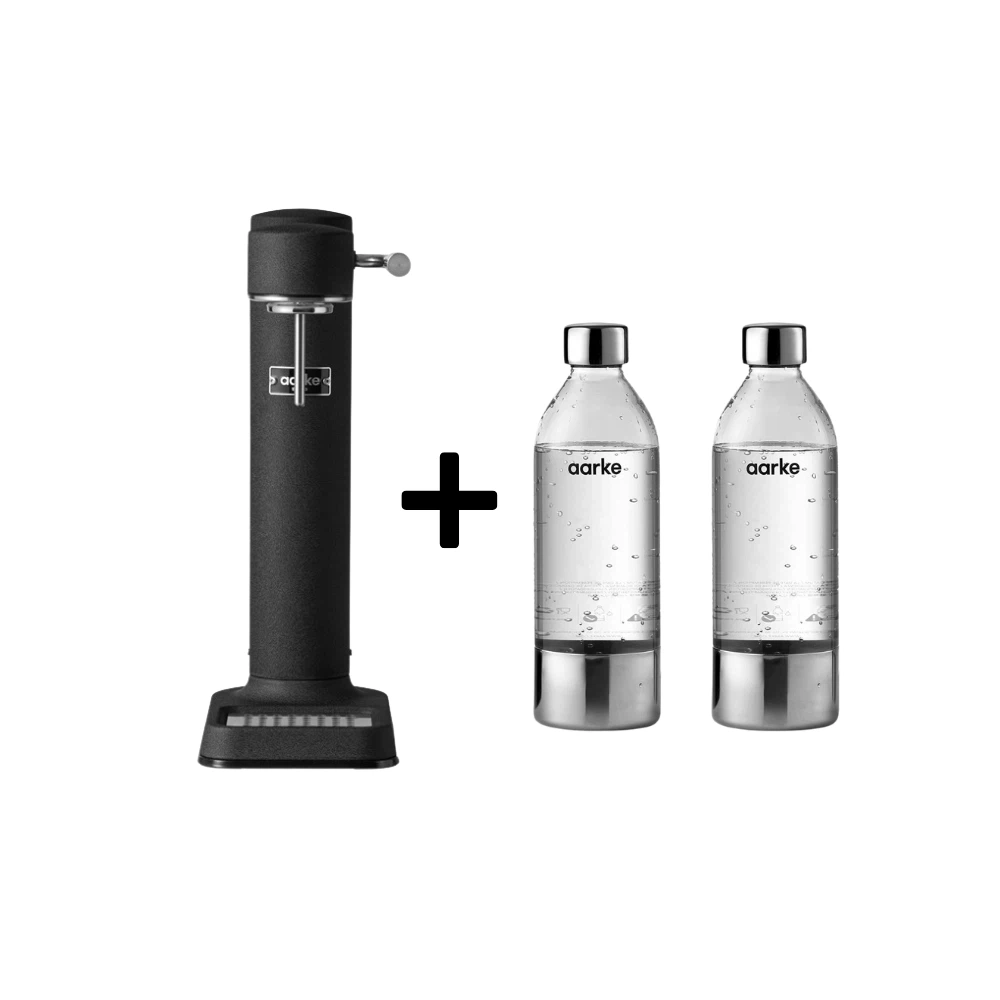 Aarke Wassersprudler Carbonator 3 + PET-Flaschen 2er-Set-Matt Schwarz