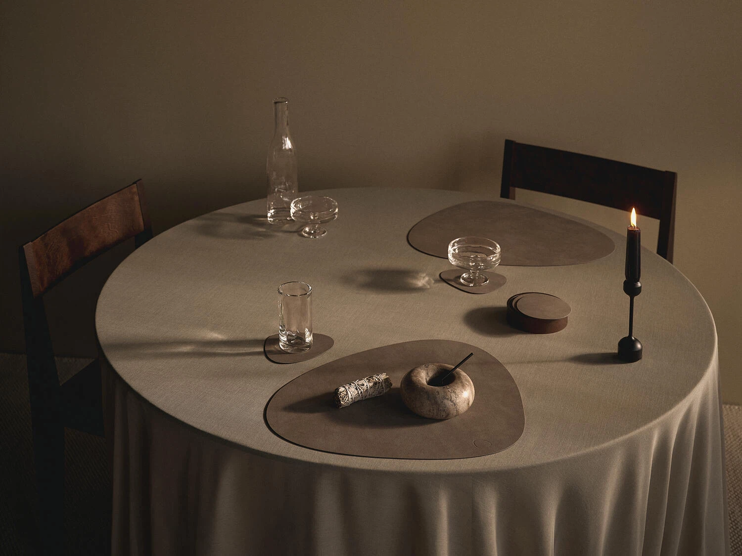 LIND DNA Tischset L Nupo 6-er Set-Nomad Grey / Curve