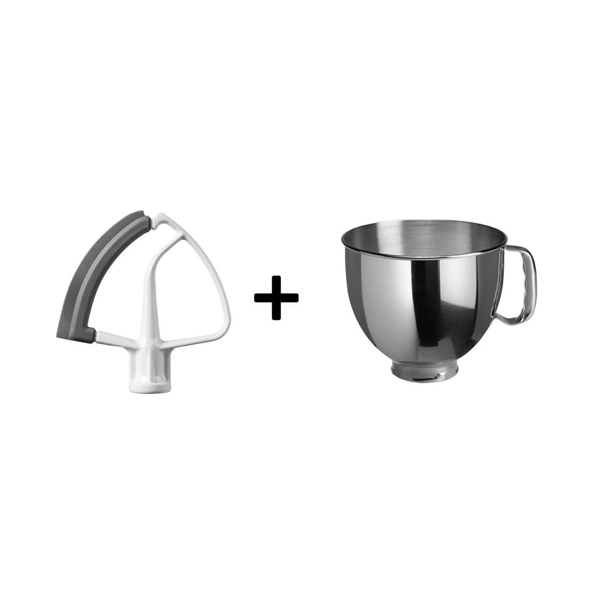 KitchenAid Set Flexibler Flachrührer 5KFE5T + Edelstahlschüssel 5K5THSBP-Default Title