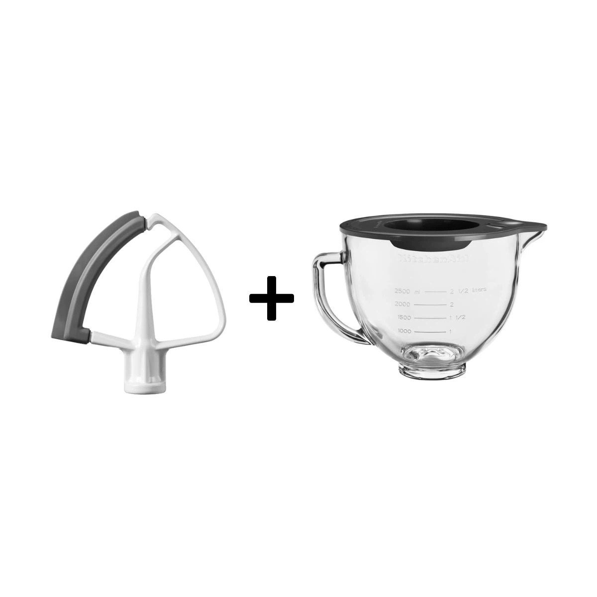 KitchenAid Set Flexibler Flachrührer 5KFE5T + Glasschüssel 5KSM5GB-Default Title