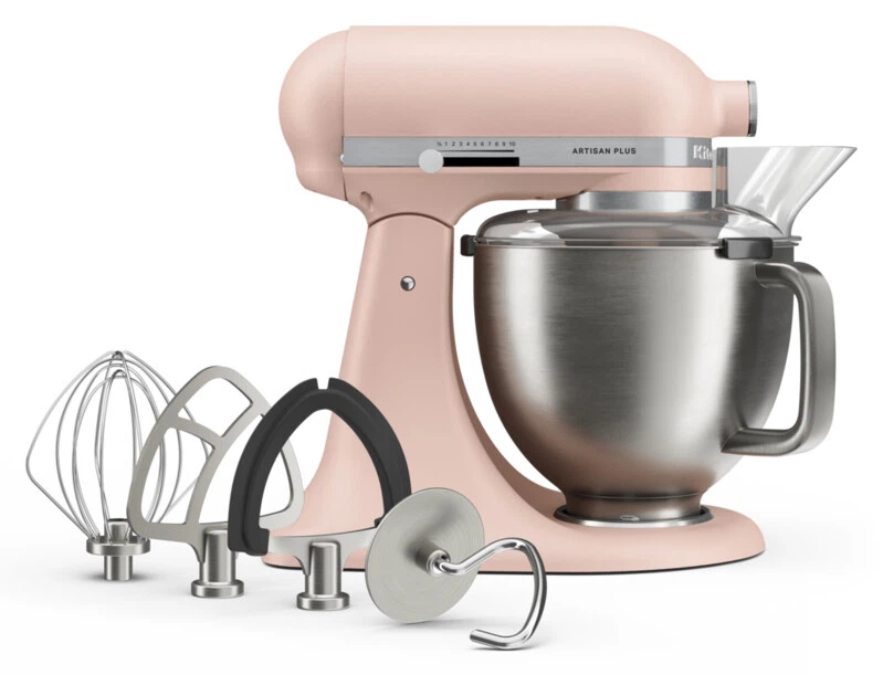 KitchenAid 4,7L 5KSM50PKVE Küchenmaschine - Artisan Plus mit GRATIS Glasschüssel-Feather Pink