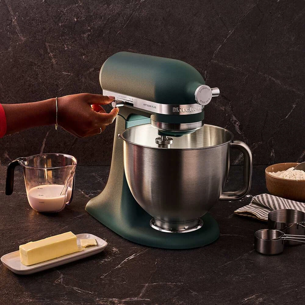 KitchenAid 4,7L 5KSM50PKVE Küchenmaschine - Artisan Plus mit GRATIS Glasschüssel-Pebbled Palm