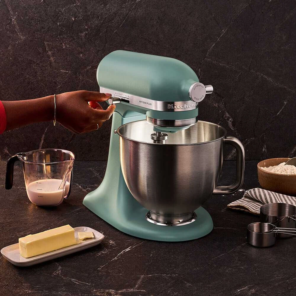 KitchenAid 4,7L 5KSM50PKVE Küchenmaschine - Artisan Plus mit GRATIS Glasschüssel-Mint Julep