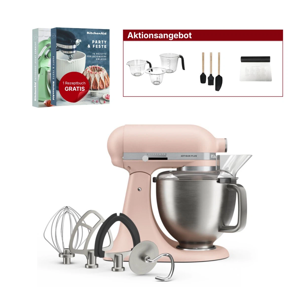 KitchenAid 4,7L 5KSM50PKVE Küchenmaschine - Artisan Plus-Feather Pink