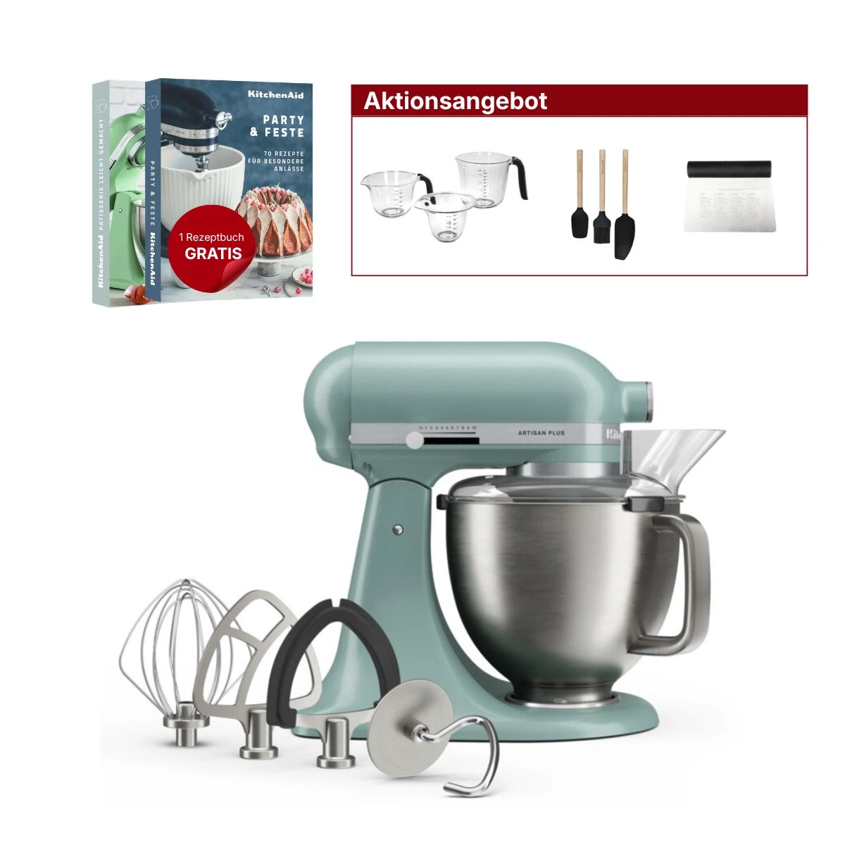KitchenAid 4,7L 5KSM50PKVE Küchenmaschine - Artisan Plus-Mint Julep