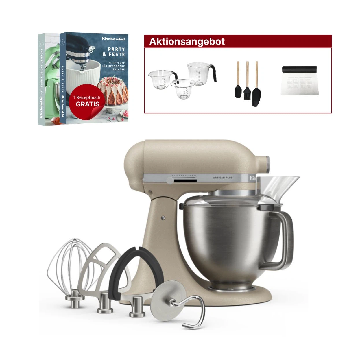 KitchenAid 4,7L 5KSM50PKVE Küchenmaschine - Artisan Plus-Oat (Hafer)