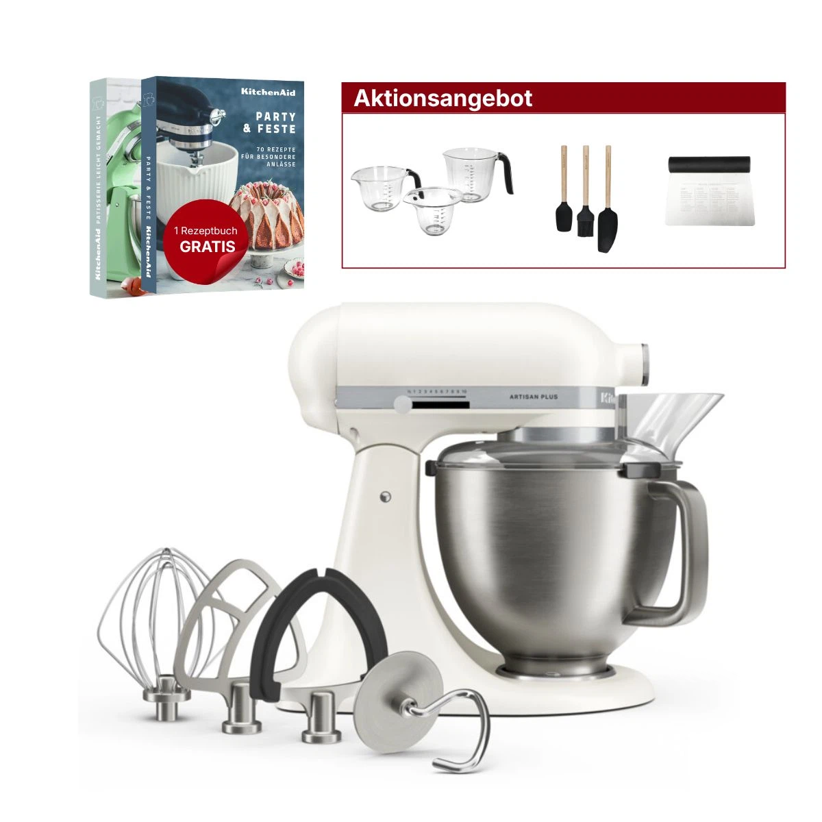 KitchenAid 4,7L 5KSM50PKVE Küchenmaschine - Artisan Plus-Porcelain White