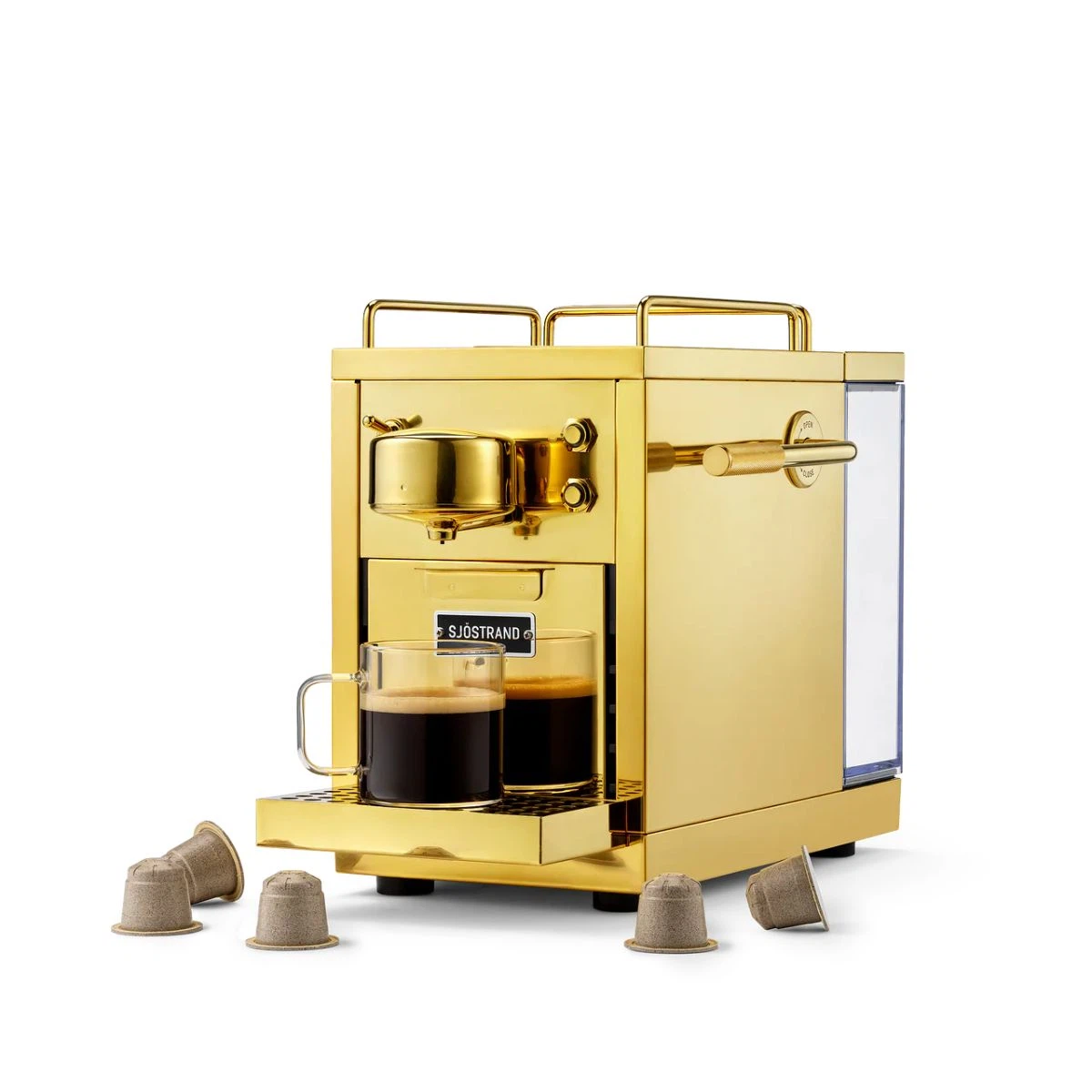 Sjöstrand Set Kapsel-Kaffeemaschine + Milchaufschäumer-Gold