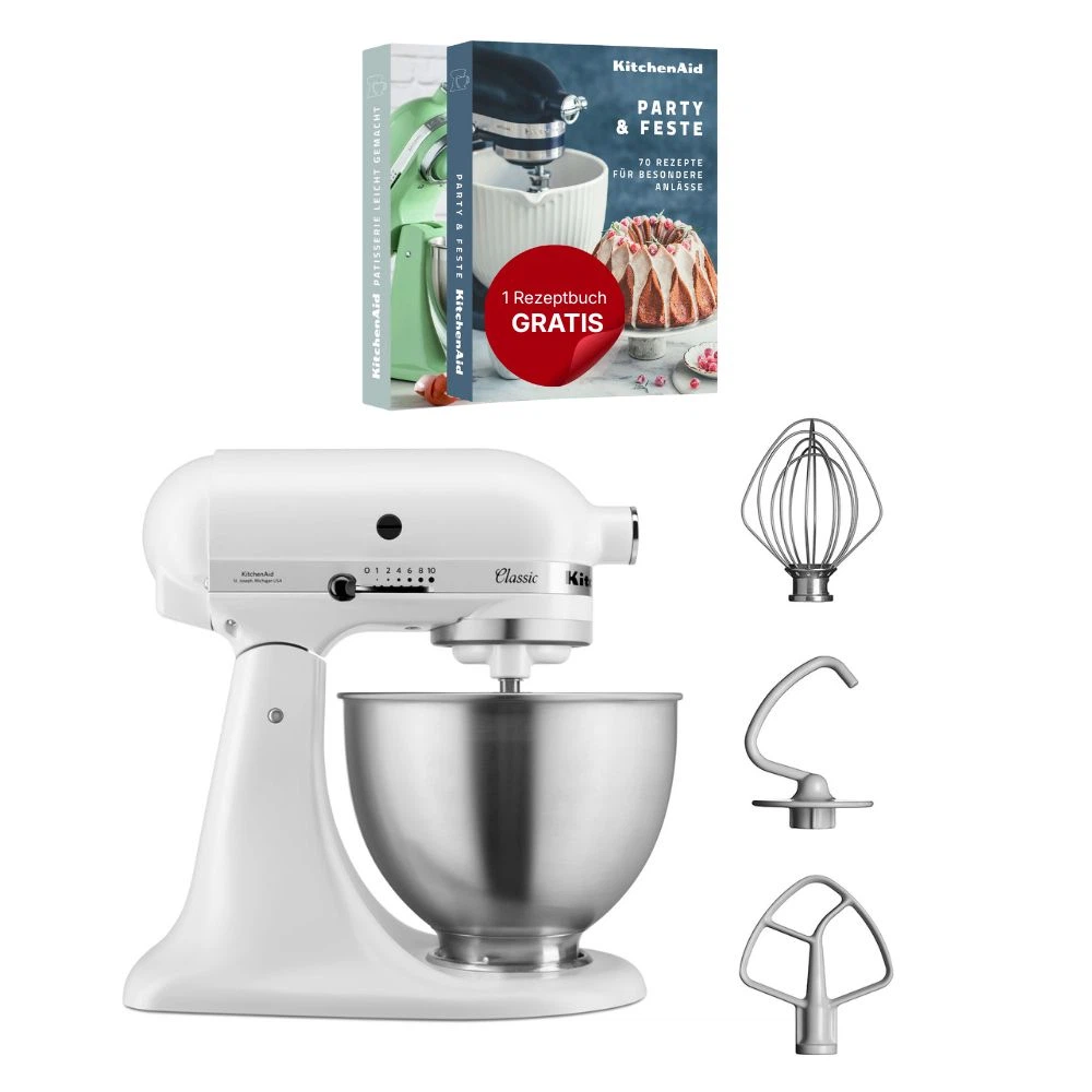 KitchenAid 4,3 L 5K45SS Classic Küchenmaschine-Matt Weiß