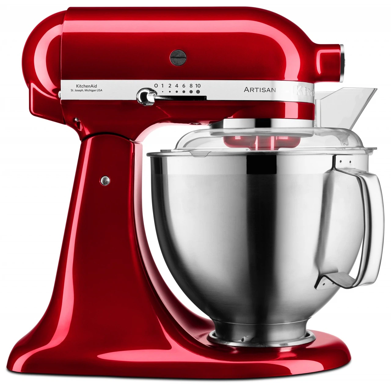 KitchenAid 4,8 L 5KSM185 Artisan Küchenmaschine Beginnerset Artisan Gemüseschneider+Flexirührer-Liebesapfel Rot