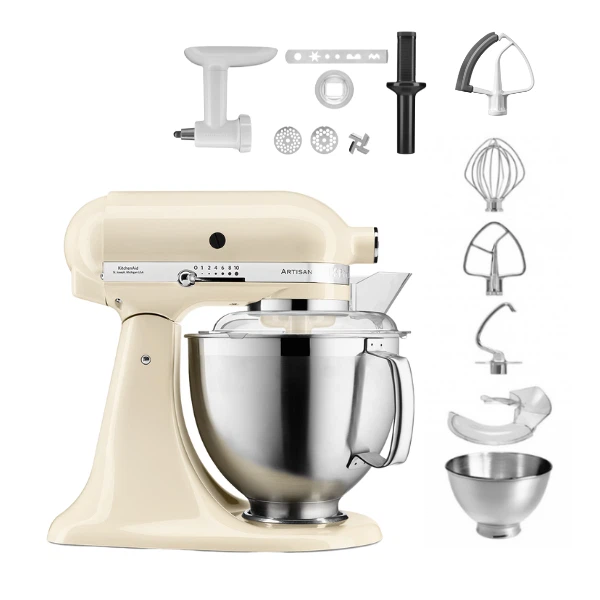 KitchenAid 4,8 L 5KSM185 Artisan Küchenmaschine Cookielover Artisan Fleischwolf+Spritzgebäck+Flexirührer-Crème