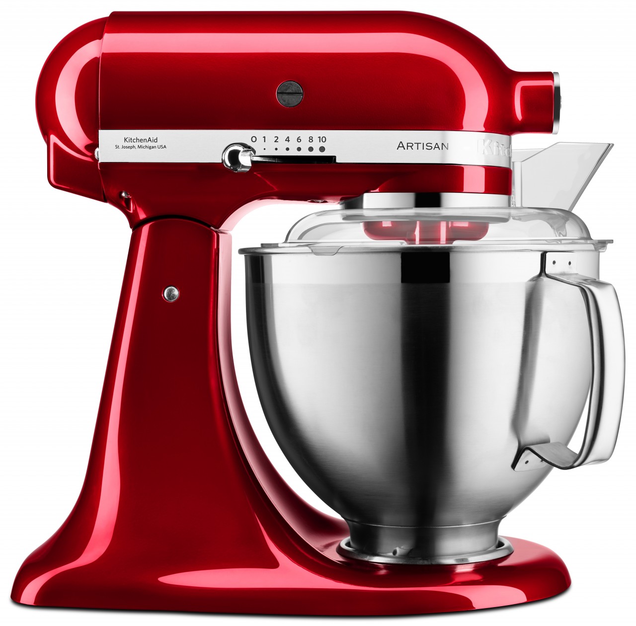 KitchenAid 4,8 L 5KSM185 Artisan Küchenmaschine Cookielover Artisan Fleischwolf+Spritzgebäck+Flexirührer-Liebesapfel Rot