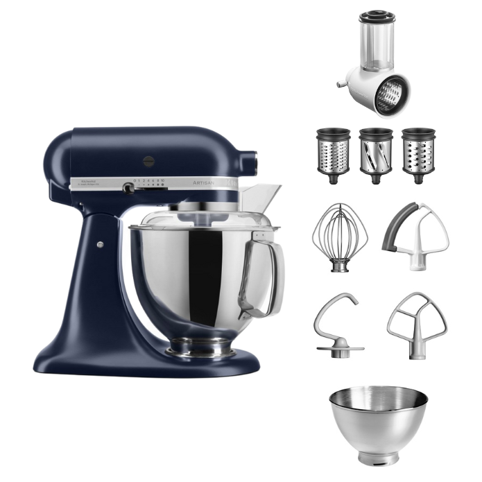 KitchenAid 4,8 L 5KSM175 Artisan Küchenmaschine Beginnerset mit Gemüseschneider-Tintenblau