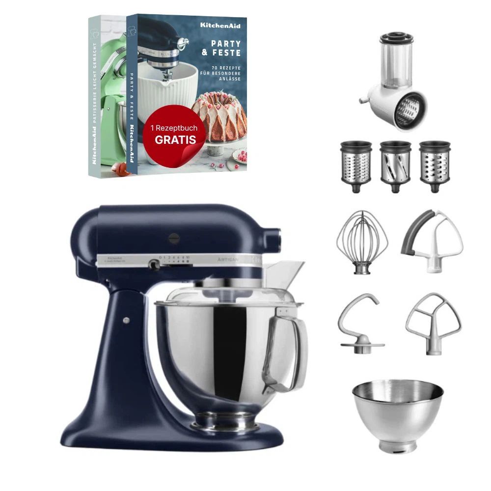KitchenAid 4,8 L 5KSM175 Artisan Küchenmaschine Beginnerset mit Gemüseschneider-Tintenblau