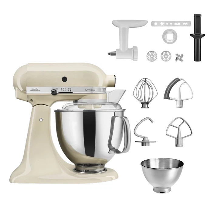 KitchenAid 4,8 L 5KSM175 Artisan Küchenmaschine Cookielover mit Fleischwolf+Spritzgebäckvorsatz-Crème