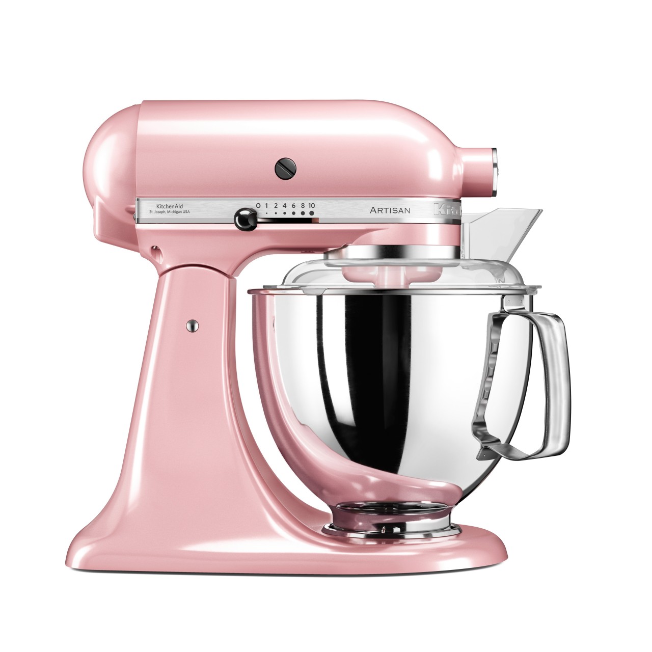 KitchenAid 4,8 L 5KSM175 Artisan Küchenmaschine Allrounderset mit Gemüseschneider+Fleischwolf+Spritzge-Seiden Pink