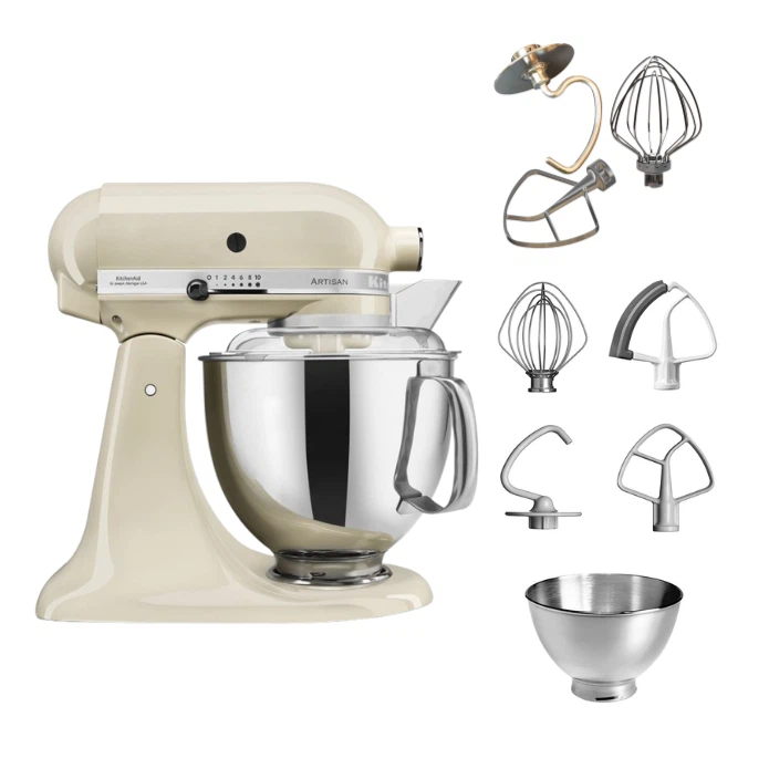 KitchenAid 4,8 L 5KSM175 Artisan Küchenmaschine Tschimmlover mit Tschimmhook Rührelementen-Crème