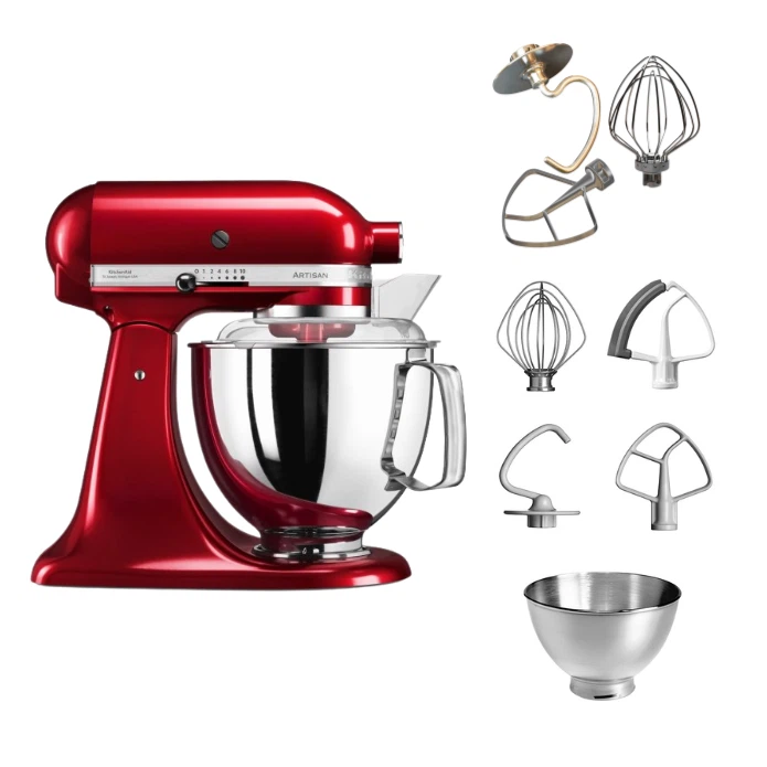 KitchenAid 4,8 L 5KSM175 Artisan Küchenmaschine Tschimmlover mit Tschimmhook Rührelementen-Liebesapfelrot
